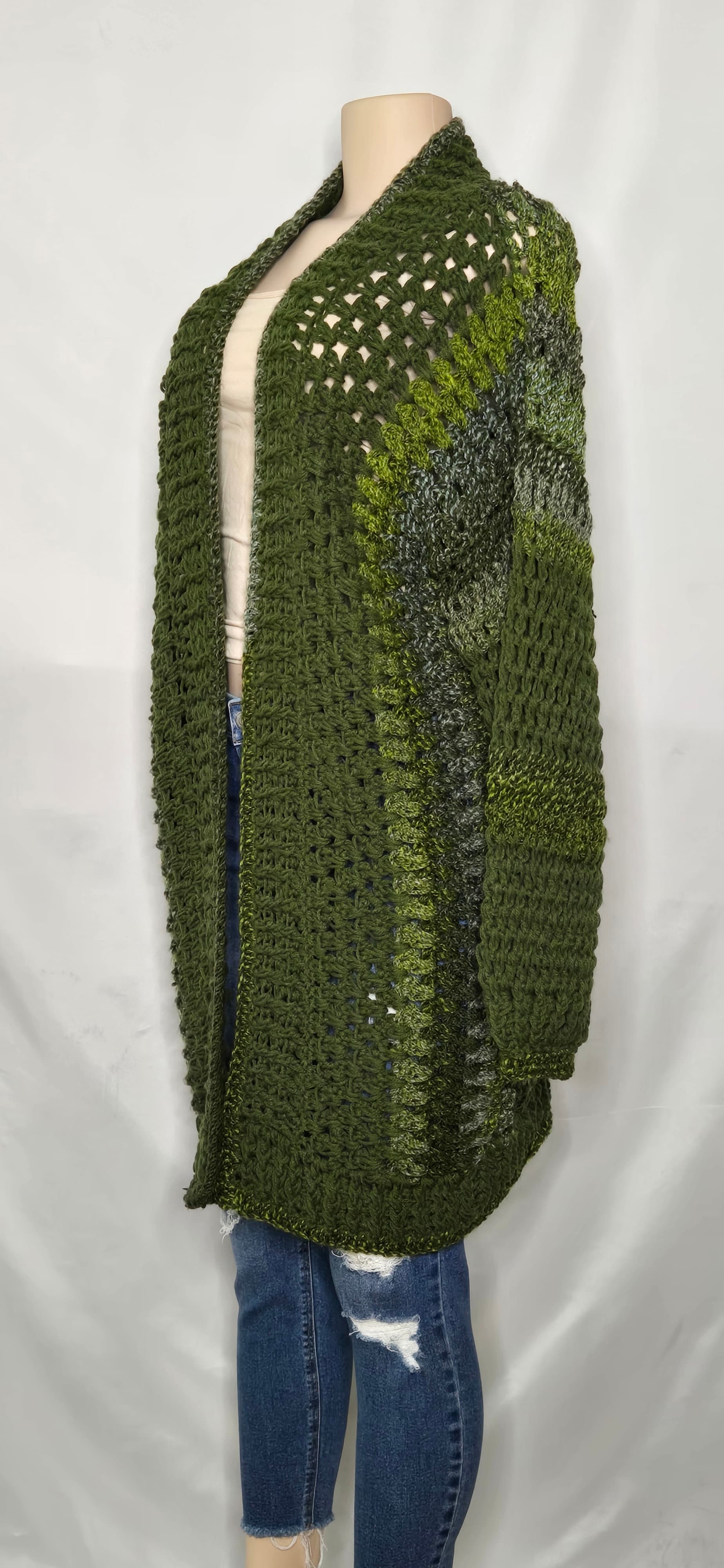 Green crocheted wrap